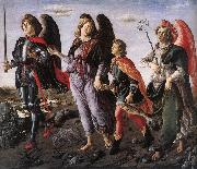BOTTICINI, Francesco The Three Archangels with Tobias f oil painting on canvas